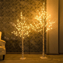 Árvore de Natal de Bétula com 24 LEDs Brilhantes – 60 cm