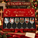 Conjunto de 6 Taças de Vinho Especial de Natal | Taças de Vidro 3D Natalinas