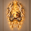 Anjo da Guarda Natalino Iluminado — Presépio de Parede com Luz Dourada